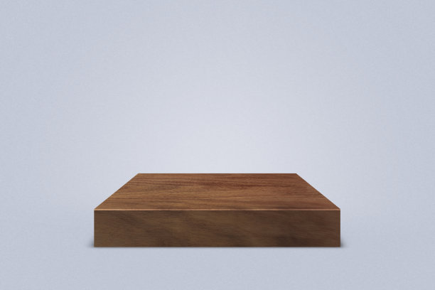 浅灰色背景上有阴影的木制讲台。图片下载