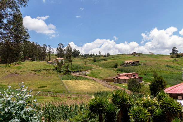厄瓜多尔安第斯山脉村庄的全景。图片下载