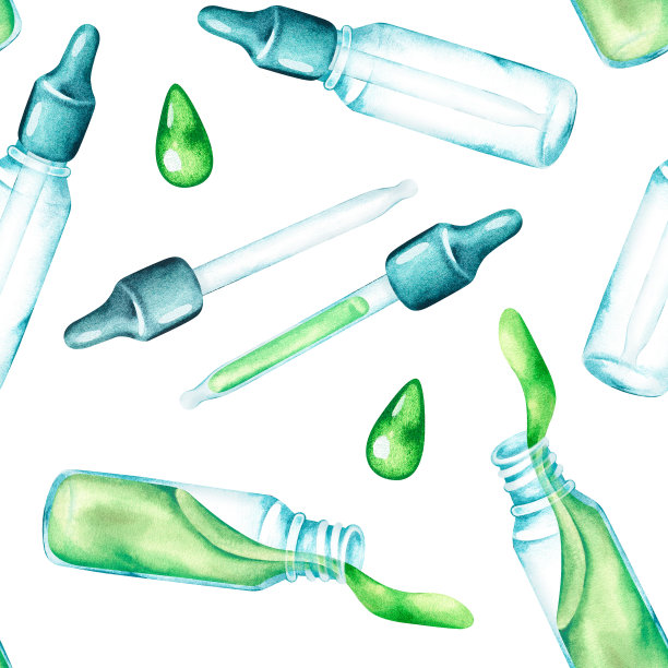 带有吸管的无缝瓶身图案。水彩插图。孤立在白色背景上。图片下载