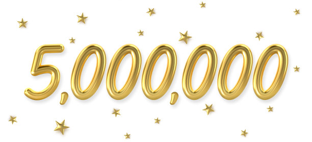 3d黄金500万星形背景。3 d演示。图片下载