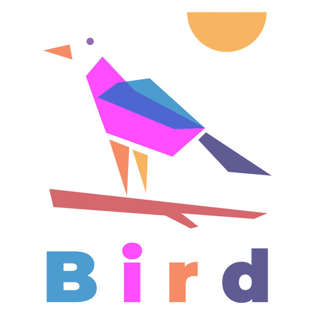 色彩重叠的抽象鸟类插图图片下载