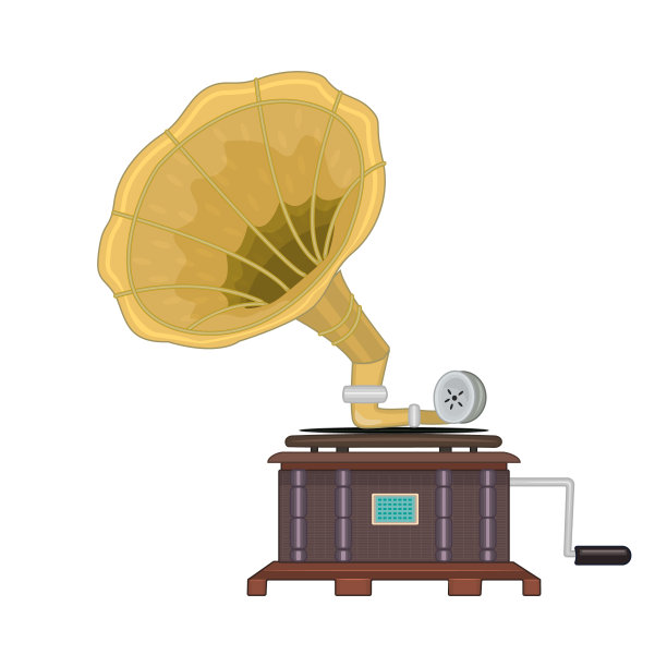 白色背景下的老式留声机图片下载