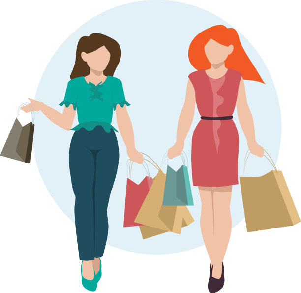 两个快乐的女人逛了一天的店图片下载