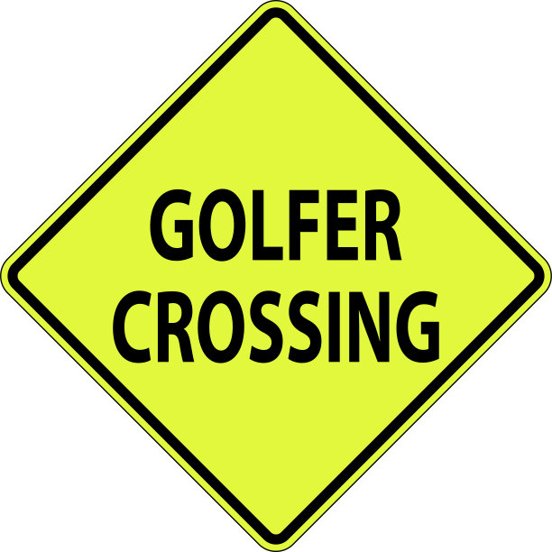 高尔夫穿越标志在白色背景图片下载