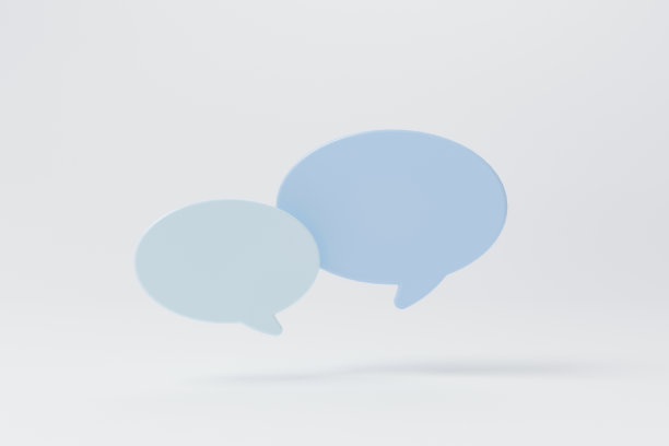白底语音泡泡。聊天图标符号。网上留言、评论或交流概念。三维渲染图片下载
