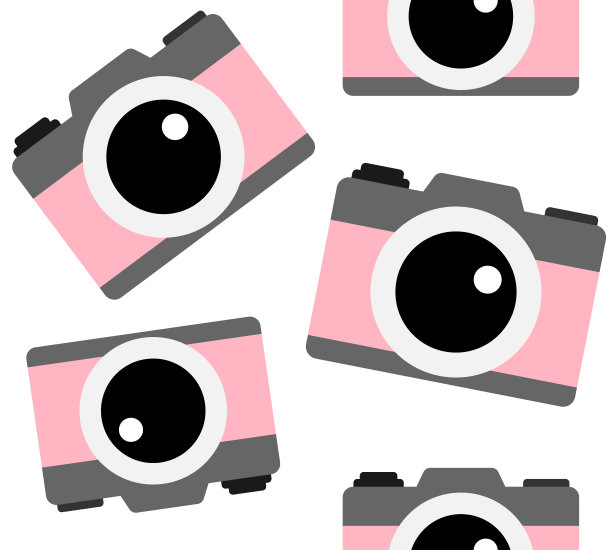 矢量无缝模式的平面彩色照片相机图片下载