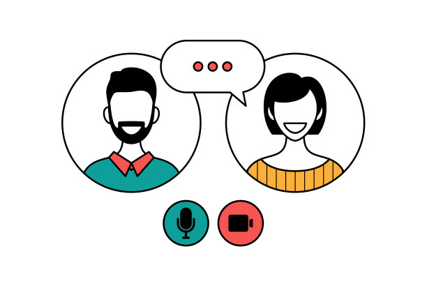 在线视频通话或聊天插图。视频电话会议、在家工作、保持社交距离、商业讨论。图片下载