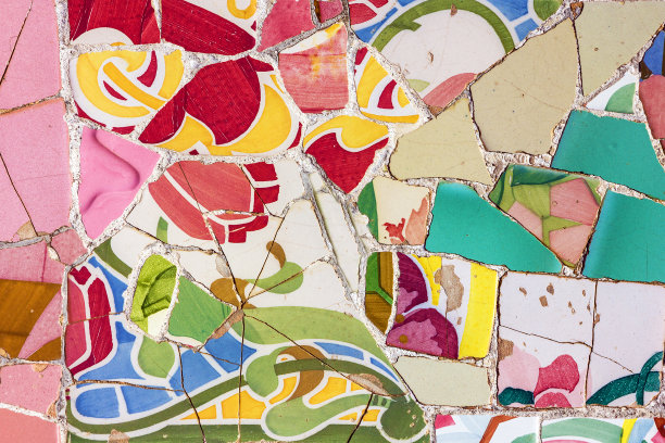 碎玻璃马赛克瓷砖，装饰图片下载