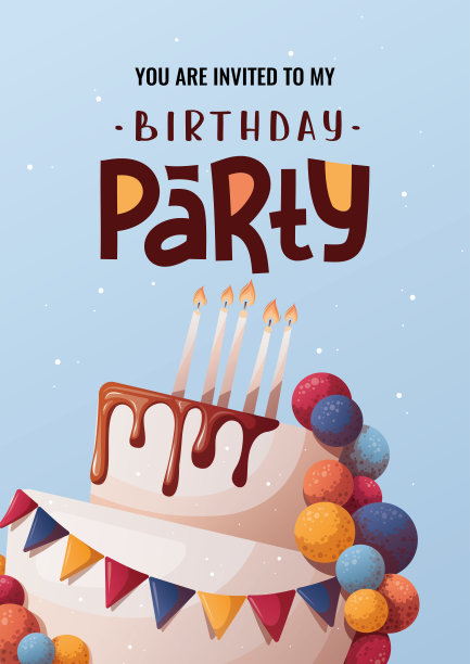 有蛋糕和蜡烛的生日贺卡。图片下载