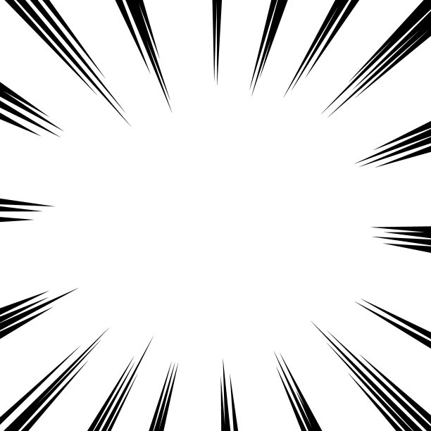 黑色卡通风格集中线插图材料图片下载