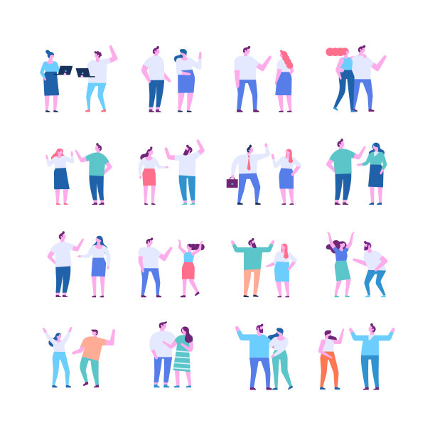 小人谈论平面矢量插图集图片下载