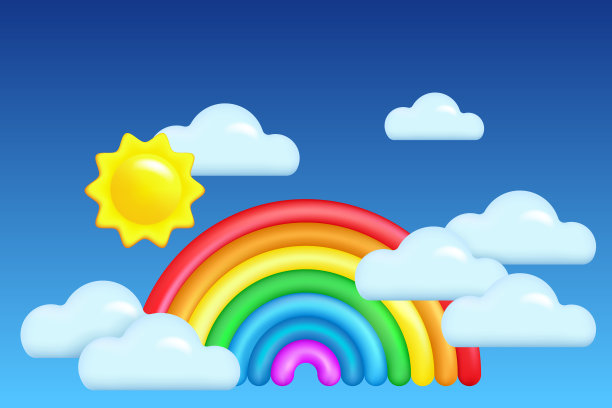 有阳光和彩虹的云景图片下载