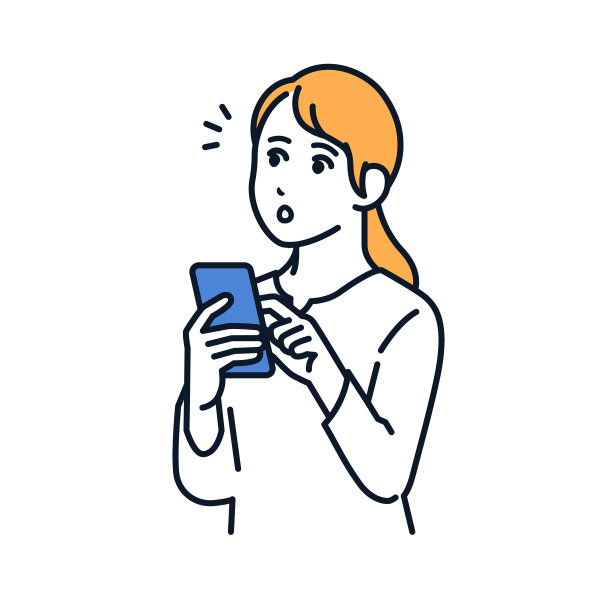 一个年轻女性操作智能手机的矢量插图材料图片下载