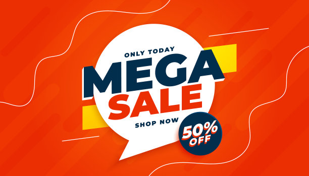 在聊天泡泡设计Mega sale offer横幅图片下载