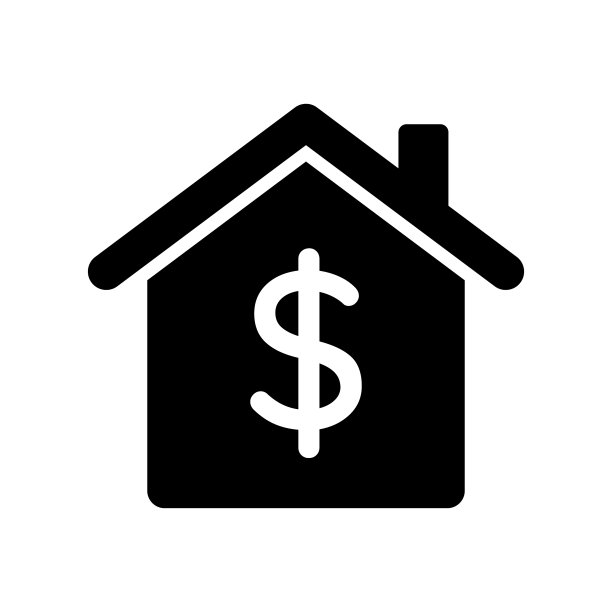 白色背景上的房屋金钱图标图片下载