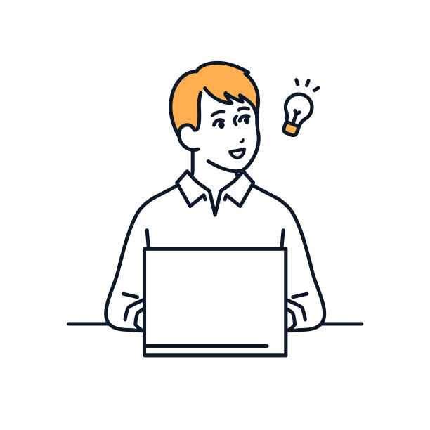 一个年轻人在操作电脑时受到启发的矢量插图材料图片下载