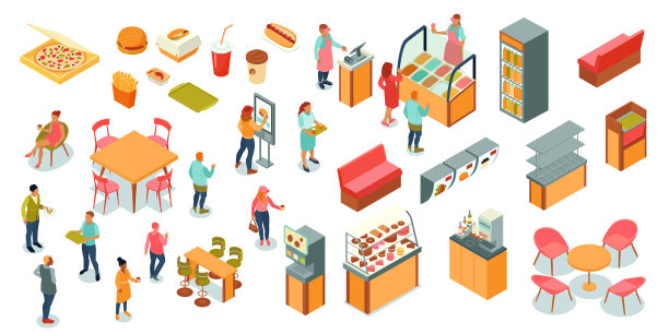 美食广场等距集合图片下载