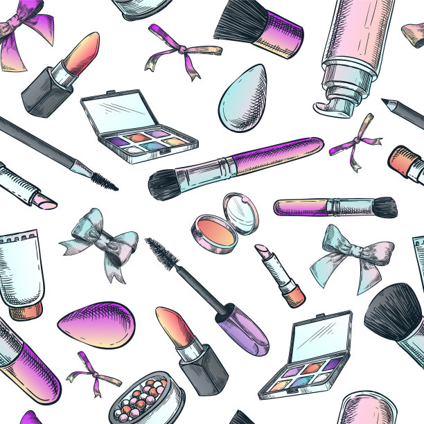 化妆品与化妆刷无缝衔接图片下载