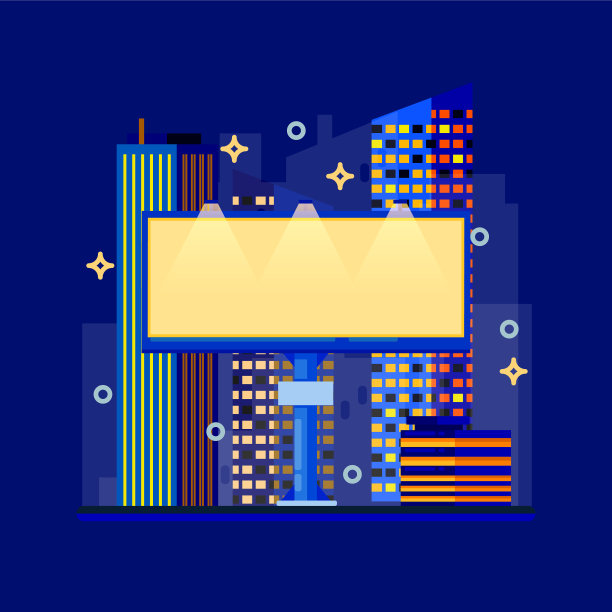 在夜晚的城市发光的空白横幅广告牌图片下载