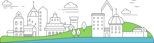 天际线城市景观素描在彩色城市街道图片下载