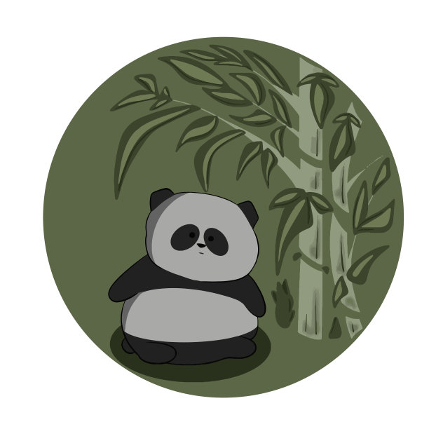 可爱胖乎乎的熊猫在竹子里迷路了图片下载