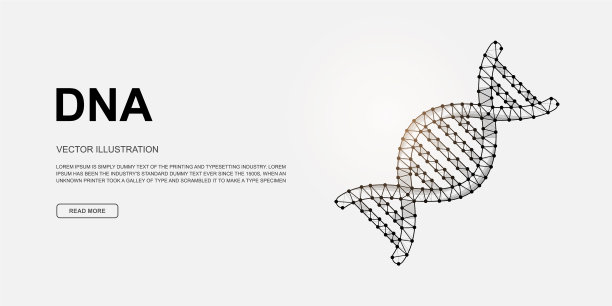 DNA螺旋三维低多边形符号着陆页图片下载