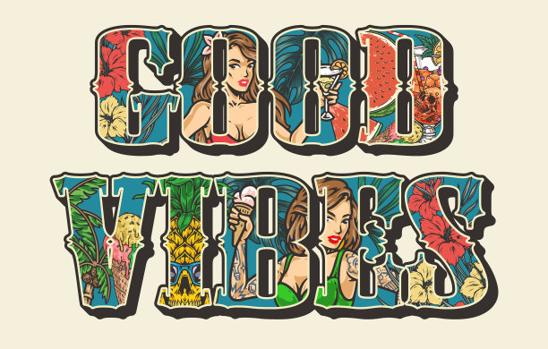 良好的氛围贴纸五颜六色的古董图片下载