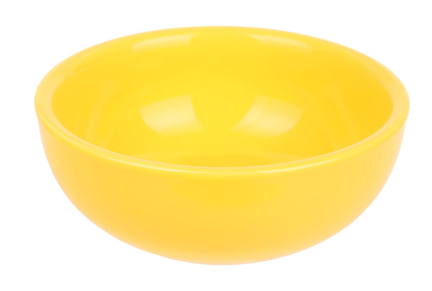 简单的黄色碗锅孤立在白色背景图片下载
