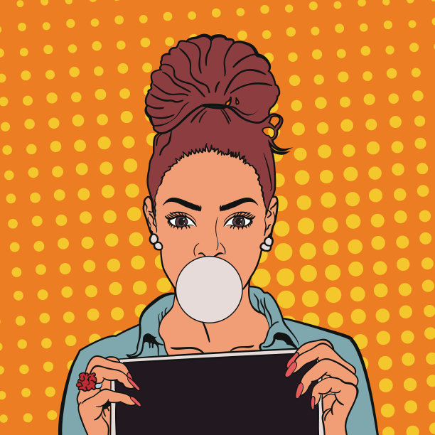 漂亮的女孩和口香糖和药片流行图片下载