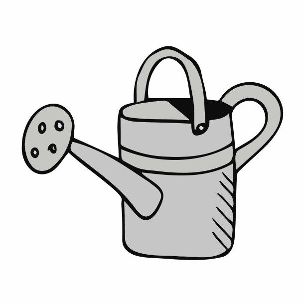 喷壶，彩色剪影在白色背景。设置颜色浇水幼苗图标。矢量插图平面设计。花园的工具。图片下载