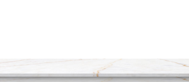 白色大理石台面隔离在白色背景上，用于产品展示图片下载