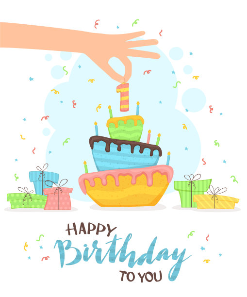 手放在第一位的生日蛋糕上图片下载