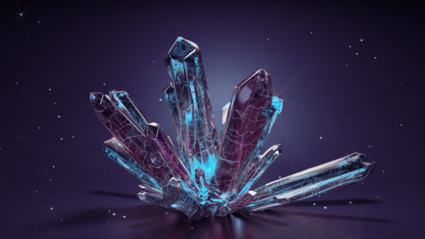 紫罗兰水晶石3D渲染插图图片下载