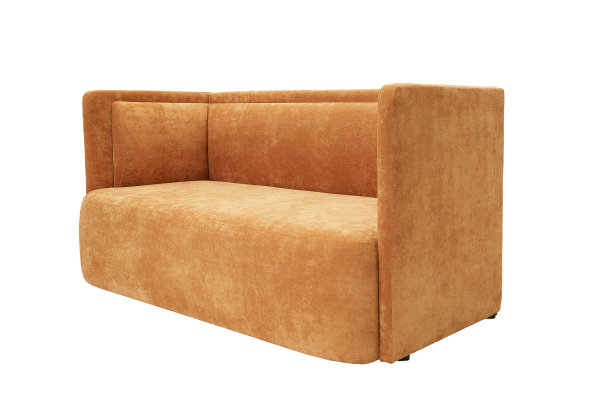 现代家具。面料棕色沙发孤立在白色背景，侧视图图片下载