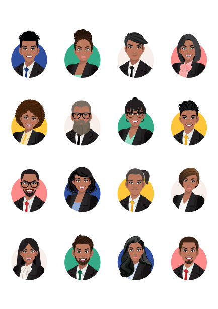 一大捆黑人商人的化身设置图片下载