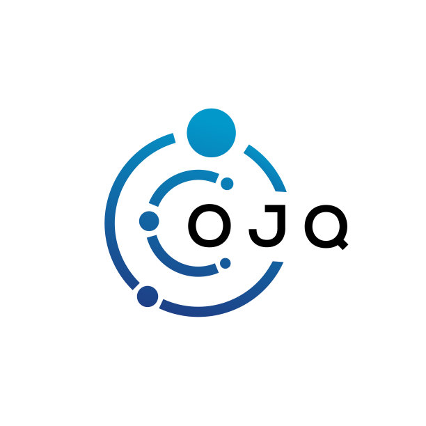 白色背景上的OJQ字母科技标志设计图片下载