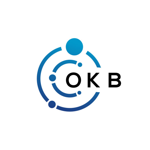 白色背景上的OKB字母科技标志设计图片下载