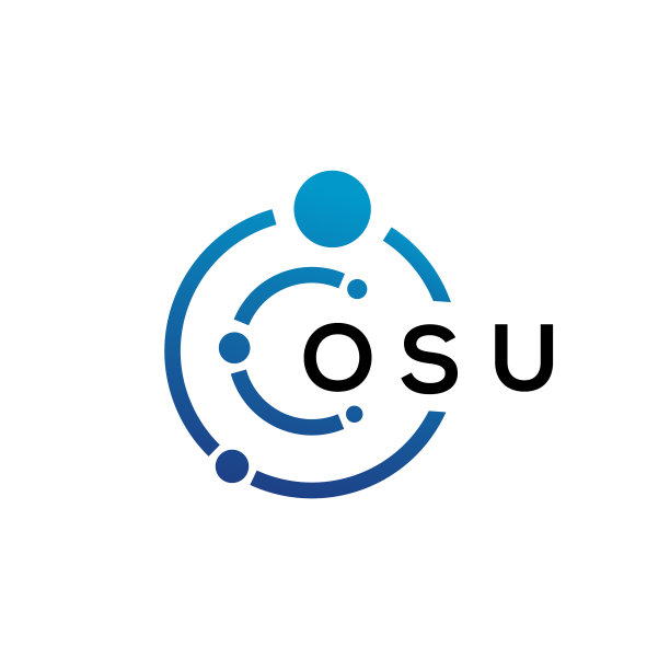 白色背景上的OSU字母科技标志设计图片下载