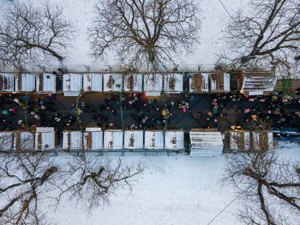 在圣诞节期间俯瞰市中心图片下载