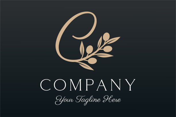 字母c结合嫩枝橄榄油标志设计模板。图片下载