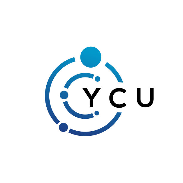 白色背景上的YCU字母科技标志设计图片下载