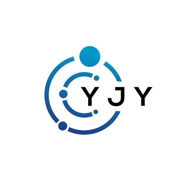 白色背景上的YJY字母科技标志设计图片下载