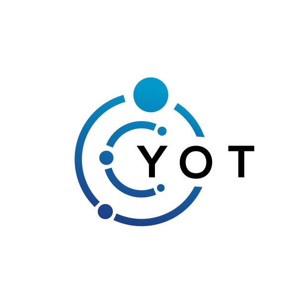 白色背景上的YOT字母科技标志设计图片下载