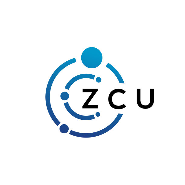 白色背景上的ZCU字母科技标志设计图片下载