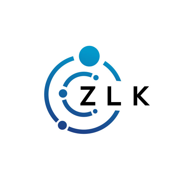 白色背景上的ZLK字母科技标志设计图片下载