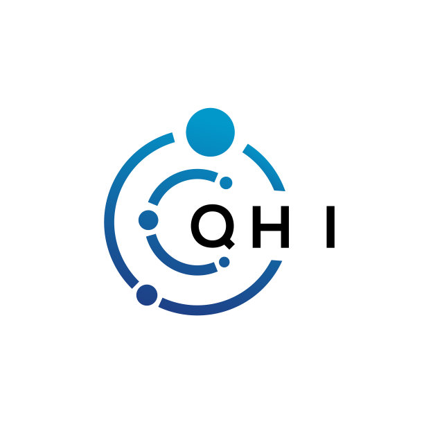 白色背景上的QHI字母技术标志设计图片下载