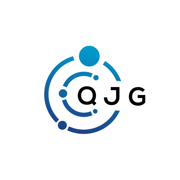 白色背景上的QJG字母科技标志设计图片下载