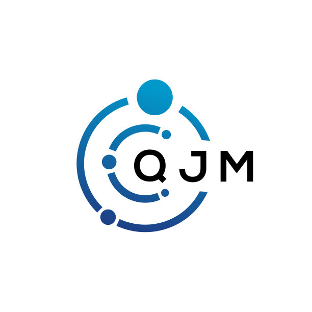 白色背景上的QJM字母科技logo设计图片下载