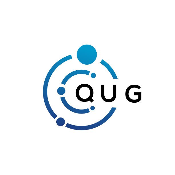 白色背景上的QUG字母科技标志设计图片下载
