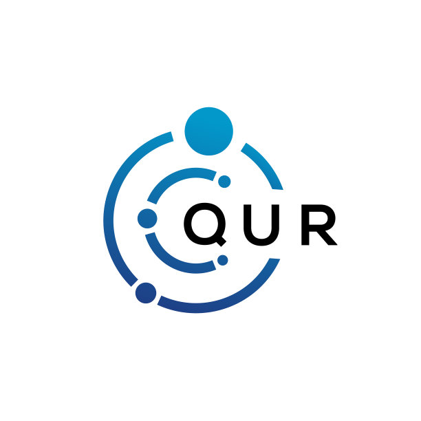 白色背景上的QUR字母科技标志设计图片下载